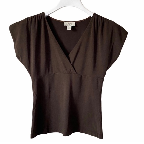 Ann Taylor Loft V Neck Top Brown Size XSP - Picture 4 of 4